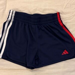 Adidas Girls Dark Blue and Red Sports Shorts